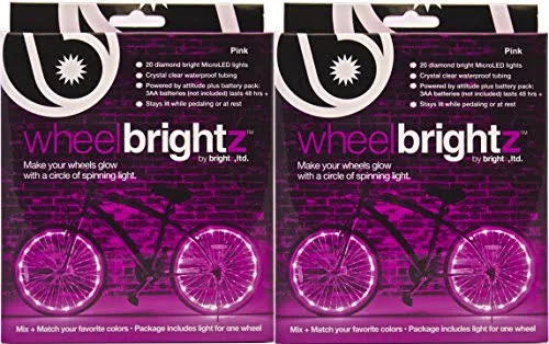 Brightz LTD Wheel LED Bicycle Accessory Light 2-Pack Bundle for 2 Tires Pink
