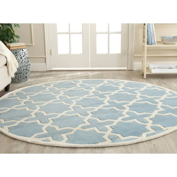 Safavieh 5& x 5& Square Chatham CHT732B Blue - Ivory Rug