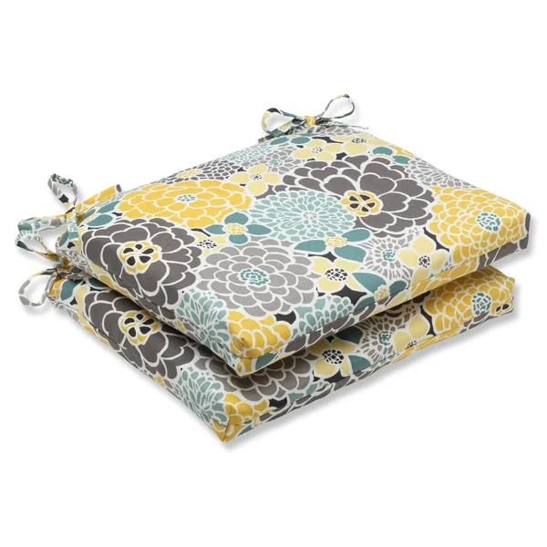 Pillow Perfect Outdoor Full Bloom Squared Corners Seat CUSHION - Set of 2