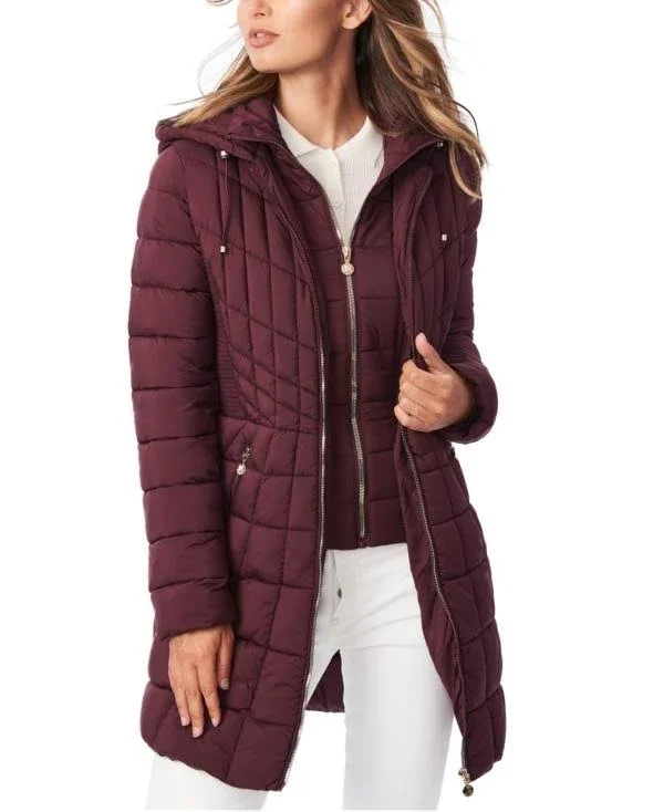 EcoPlume Packable Hooded Walker with Bib Peach Glow - Xs