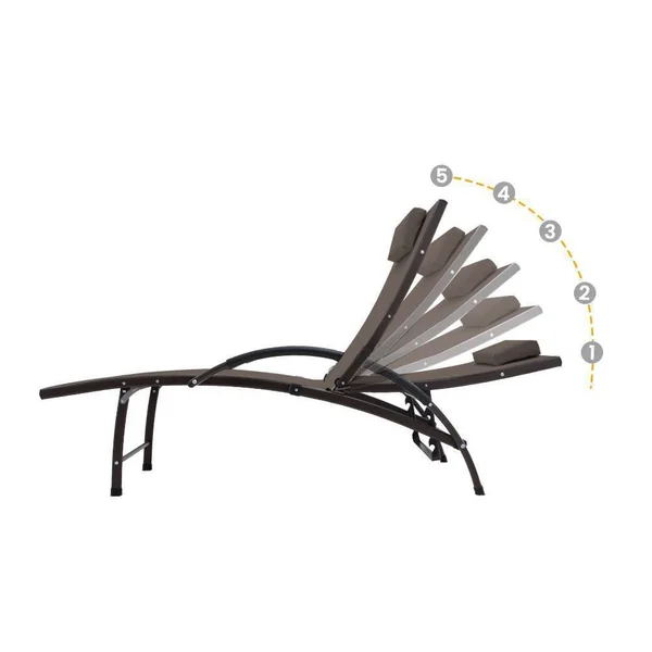 Outdoor Reclining Chaise Lounge Chair with Adjustable Backrest - Brown - Crestlive Products