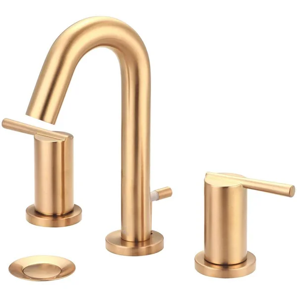 I2v L-7422 Two Handle Widespread Bathroom Faucet with Drain- Brushed Gold