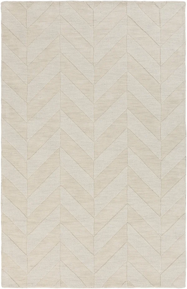 Solid BHS-0022391 Loomed Wool Ivory Chevron Area Rug - 4' x 6'