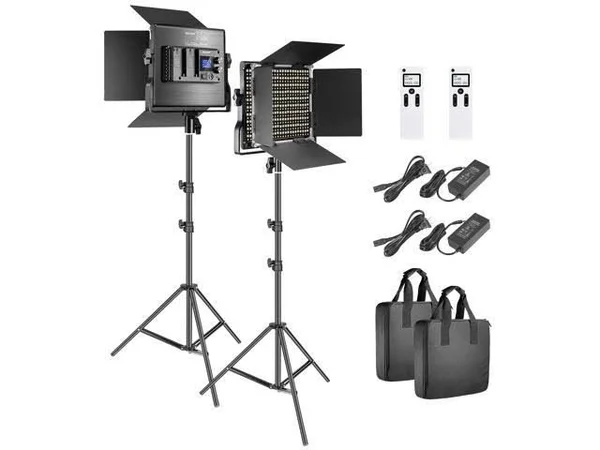 Neewer 2 Packs Advanced 2.4G 660 LED Video Light Photography Lighting Kit, Dimmable Bi-Color LED Panel with LCD Screen, 2.4G Wir