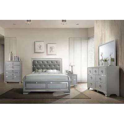 Alket 2 - Drawer Nightstand in Gray/Silver House of Hampton