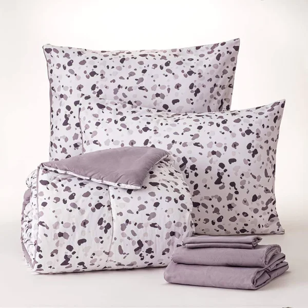 Dawn 7-Piece Bed-in-a-Bag Comforter Set in Gray terrazo - Full/Queen Size, Soft, Durable and Easy Care