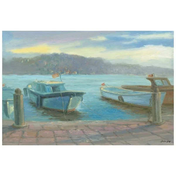 Marmont Hill Morning Dockside Painting Print on Wrapped Canvas - 36x22x24x22