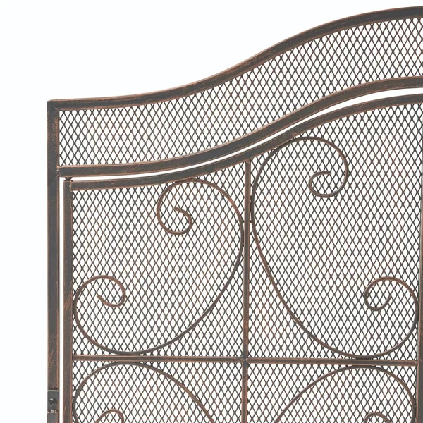 41x22 Black Contemporary Scrollwork Accent Fireplace Screen