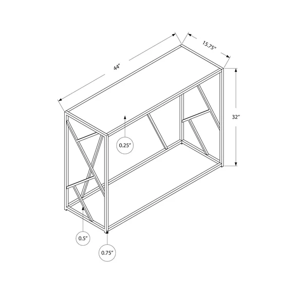 Black Nickel Metal Mirror Top 44nch Accent Table - Glass
