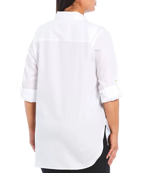 Calvin Klein Plus Size High-Low Tunic Shirt - Natural
