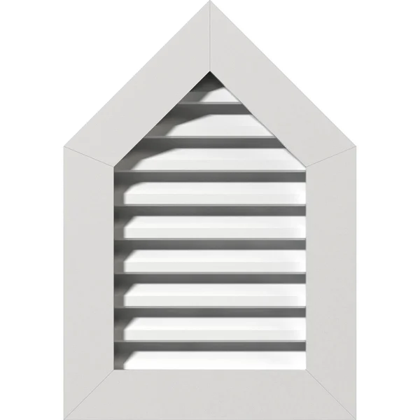 14 inchw x 32 inchh Peaked Top Gable Vent (19 inchw x 37 3/4 inchh Frame Size) 14/12 Pitch: Functional - PVC Gable Vent w/ 1 inch