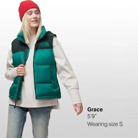 The North Face Eco Nuptse Vest - Women's Evergreen/Scarab Green, M