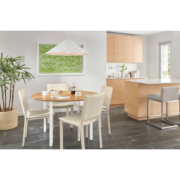 Room & Board, Modern Parsons Leg 42 Diameter Round Table w/ 2x22 Leg, Cherry Top w/ Slate Base
