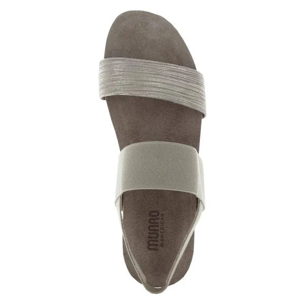 Munro Womens Pisces Open Toe Casual Slingback Sandals - 8, Silver Lea, White Snake Gore