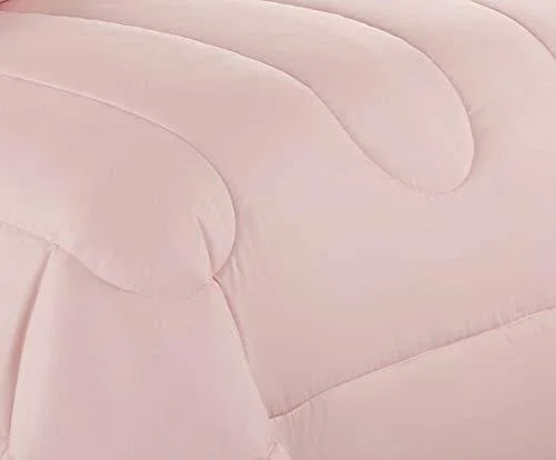 Casa 7-Piece Solid Reversible Comforter Set with Bonus Sheets - Queen, Blush