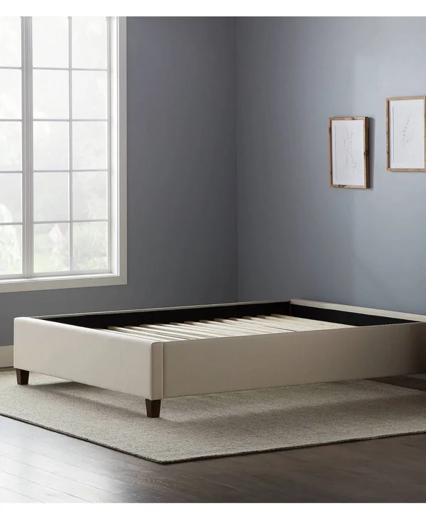 Lucid Upholstered Platform Bed with Slats - Ivory - California King
