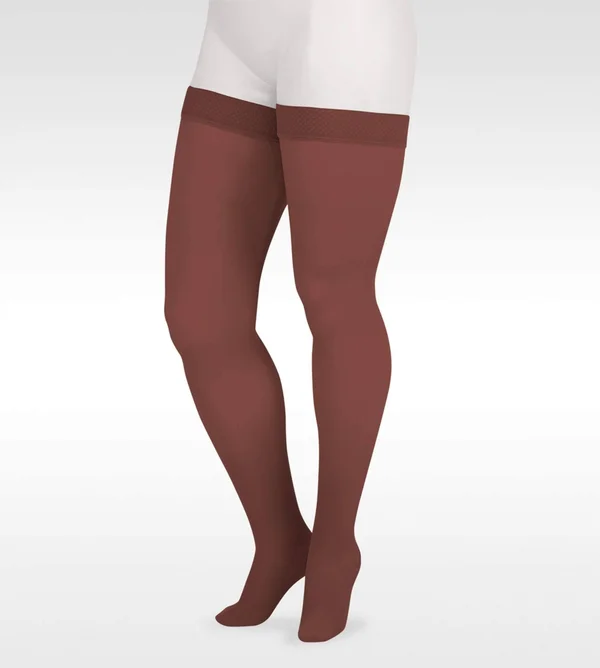 Juzo 2001 Thigh High Stocking w/ Silicone Border-Size II-Chocolate