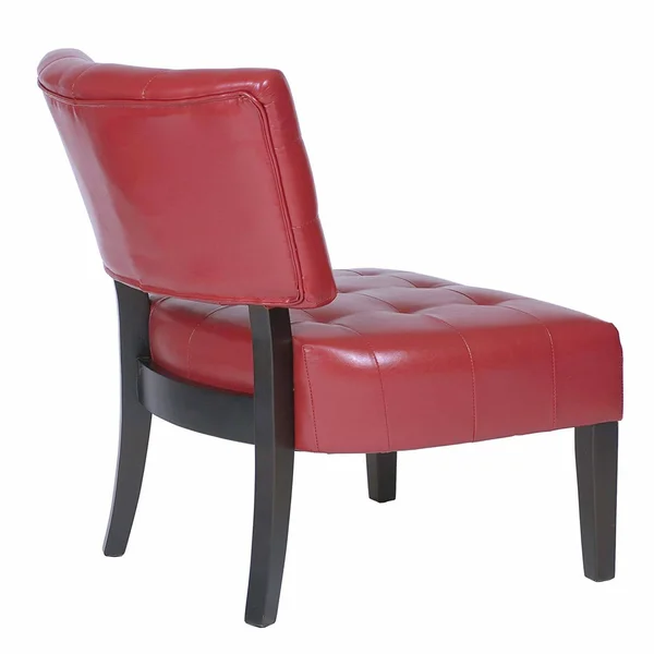 Roundhill Furniture Blended Leather Tufted Accent Chair with Oversized Seating, Red