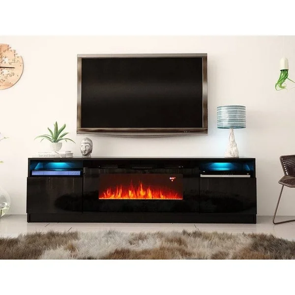 Strick & Bolton Amsden Electric Fireplace TV Stand - Gray