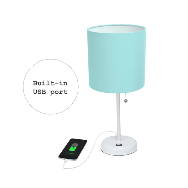 Limelights Stick Lamp with USB Charging Port and Fabric Shade 2 Pack Set, Tan