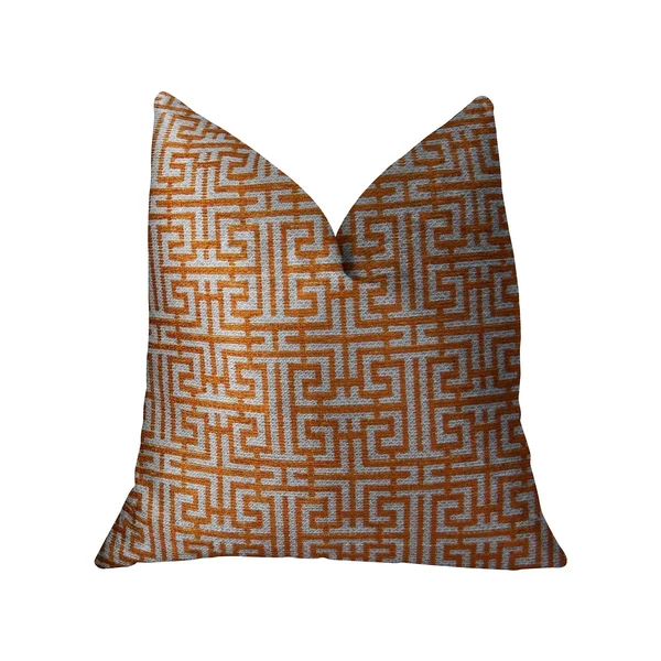 Plutus Crossroad Orange and Ivory Handmade Luxury Pillow 20x22L x26x22W