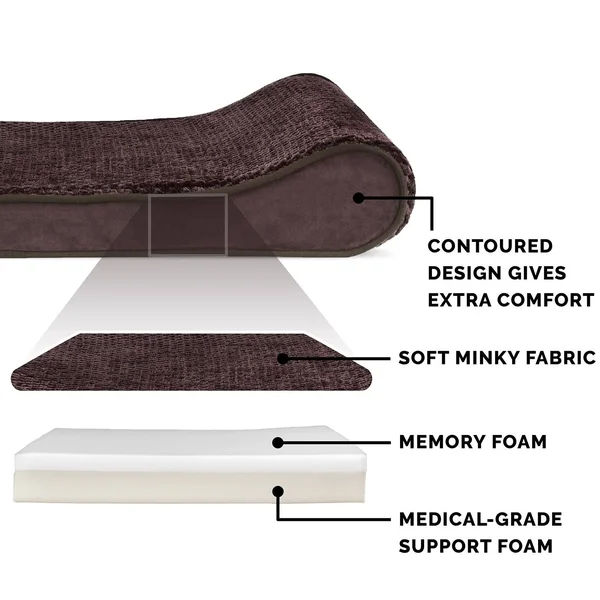 FurHaven Pet Bed - Memory Foam Minky Plush & Velvet Luxe Lounger Dog Bed - Jumbo - Gray