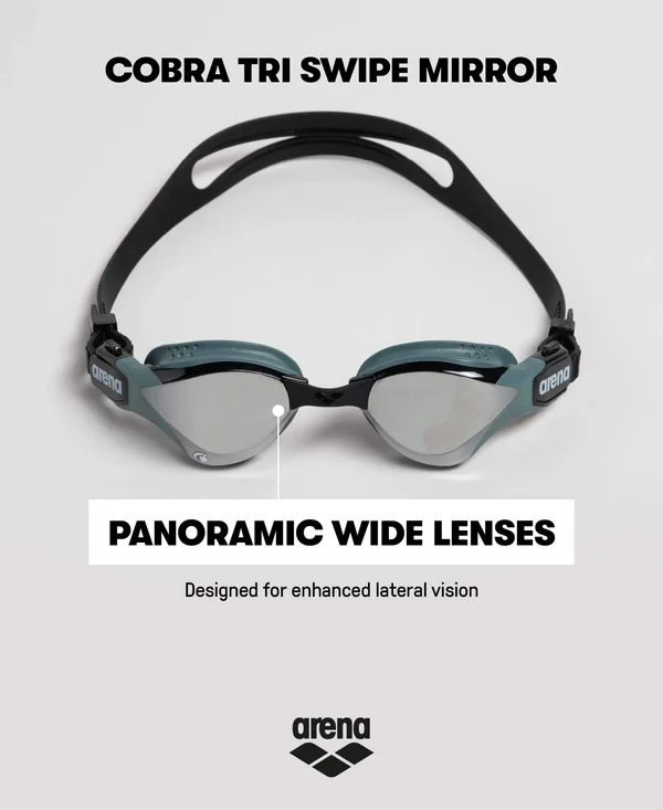 Arena Cobra Tri Swipe Mirror Goggles Silver Army