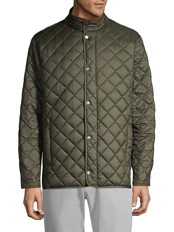 Peter Millar Suffolk Quilted Travel Coat - Black Male