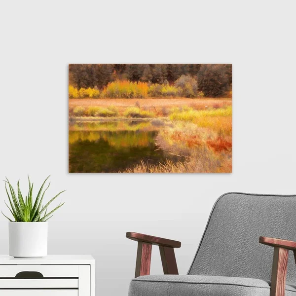 Autumn Pond - Canvas Wall Art, 24x16, Great Big Canvas