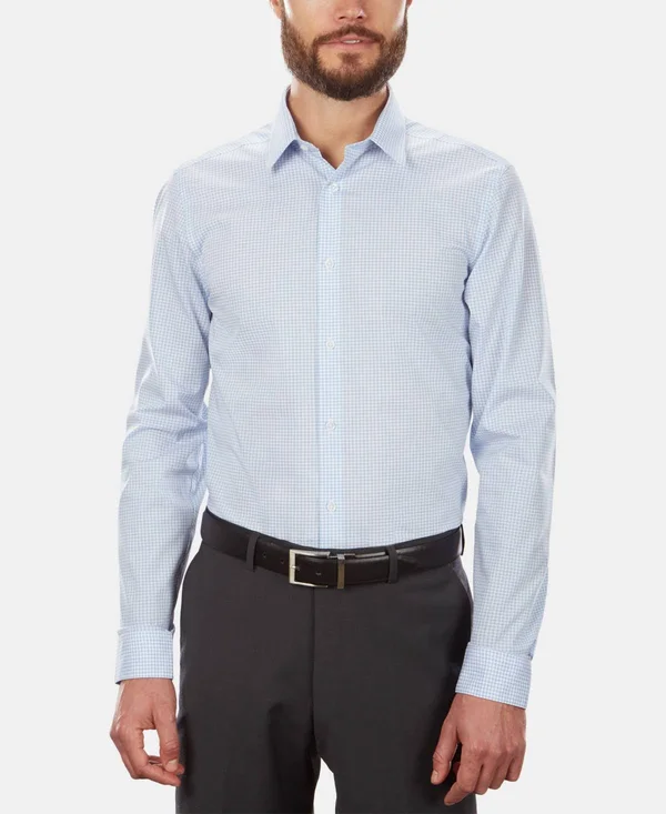 Calvin Klein Men's Dress Shirt Non Iron Stretch Slim Fit Check