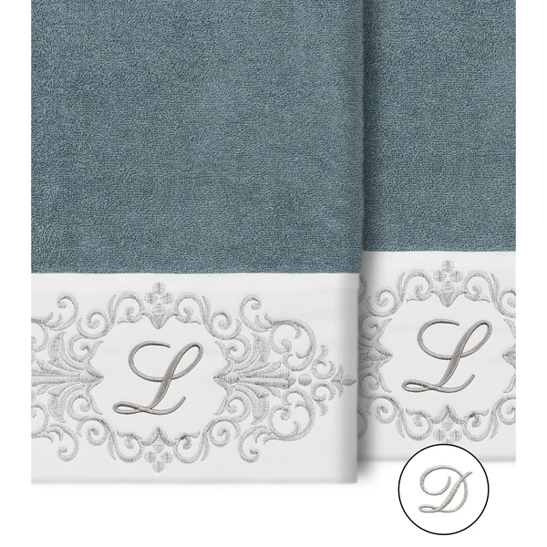 Linum Home Textiles 100% Turkish Cotton Monica 2pc Embellished Bath Towel Set - Size: 27 inch x 54 inch, Brown