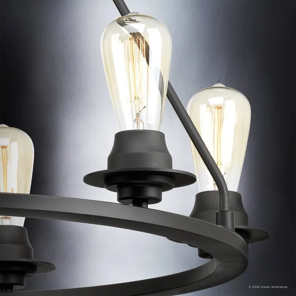 Urban Ambiance Luxury Farmhouse Chandelier, Size: 34-1/2 inchh x 36 inchw, with Transitional Style Elements, Charcoal Finish, Uh