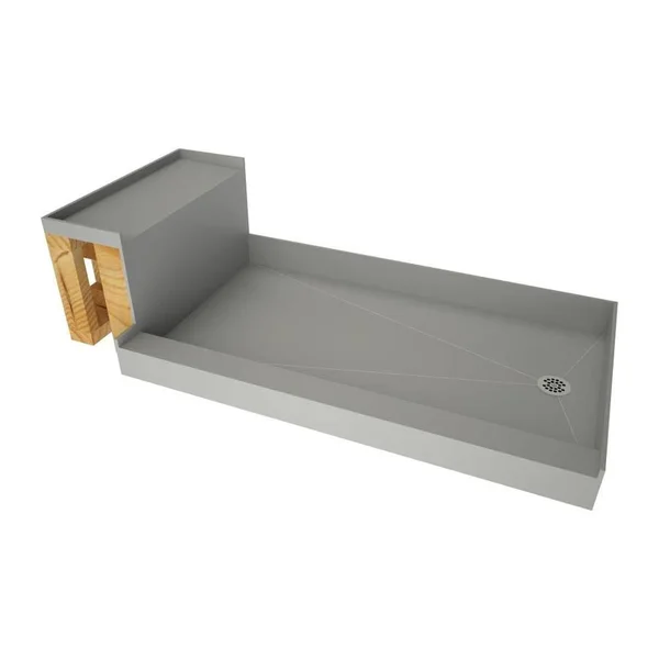 Tile Redi 3760R-RB37-KIT Base&N Bench 37x22 x 72x22 Single Threshold Shower Base with Bench and Drain Plate Drain Location: Righ