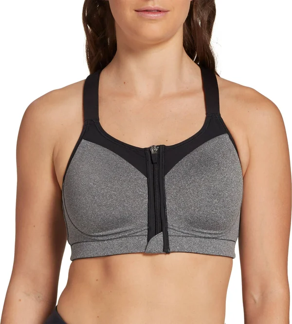 Calia by Carrie Underwood Women's Go All Out Zip Front Sports Bra - 42D, Dark Heather Gray