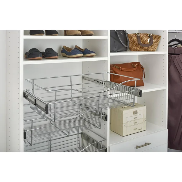 Rev-A-Shelf 24 in. x 11 in. Chrome Closet Pull-Out Basket, Grey
