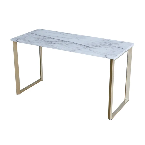 Roomfitters White Faux Marble Print Writing Desk (Gold) - Powder Coated