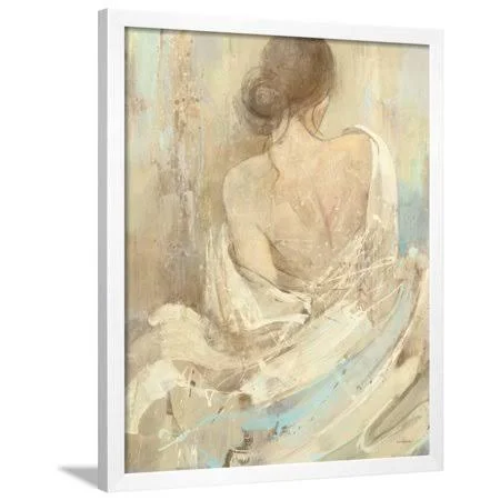 Abstract Figure Study I Figurative Painting of Woman Framed Print Wall Art by Albena Hristova, Size: 30 x 40, White