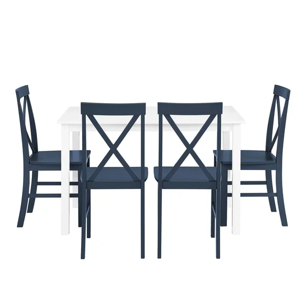 Porch & den 5-Piece Dining Set with X-Back Side Chairs - Grey, White