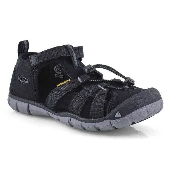 Keen Big Kids& Seacamp II CNX Sandals Size 4, in Black/Steel Grey