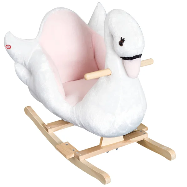 Qaba Plush Kids Ride on Rocking Horse Swan Style Toy