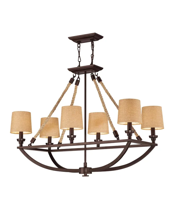 Elk Lighting 63019-6 Natural Rope 6 Light Chandelier in Aged Bronze