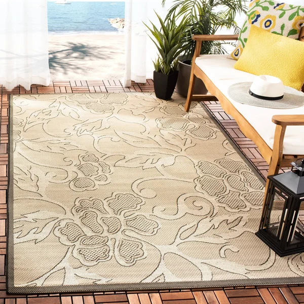Safavieh Courtyard CY2726-3901 5&3x22 x 7&7x22 Sand - Black Area Rug
