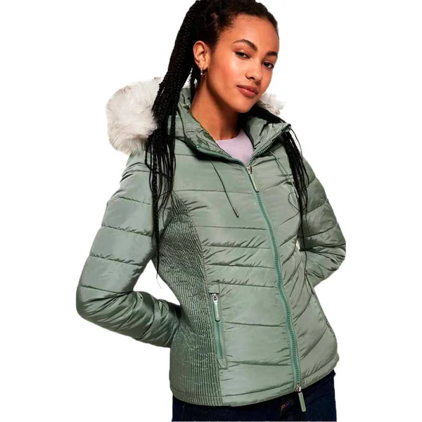 Superdry Women's Luxe Fuji Jacket Turquoise Size: 14
