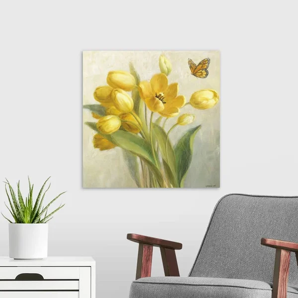 Yellow French Tulips - Canvas Wall Art, 20x20, Great Big Canvas