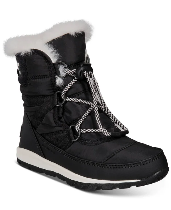 Sorel Youth Whitney Short Lace Boot - 3 - Black - Sea Salt