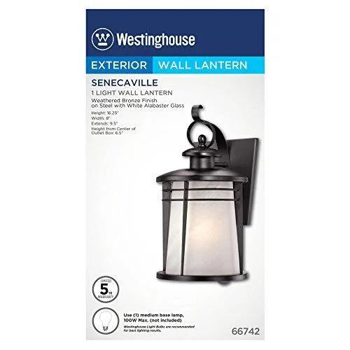 Westinghouse 6674200 Senecaville One-Light Wall Lantern - Weathered Bronze Finish