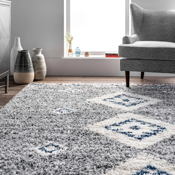 nuLOOM Gray Transitional Regina Shag Rug 5& Round