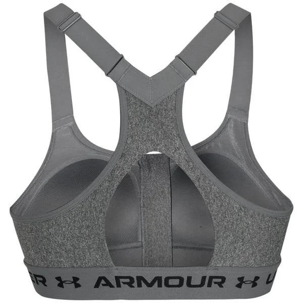 Under Armour Women's Armour High Crossback Zip Heather Sports Bra Grey