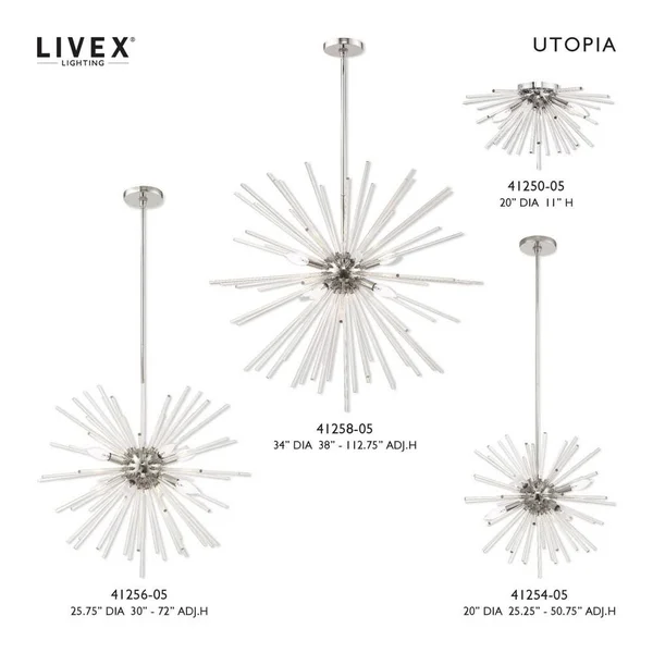 Livex Lighting 41256-12 Utopia 8-Light Pendant Chandelier - Satin Brass