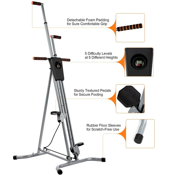 Zelus Folding Vertical Stair Climber Exercise Machine - Black